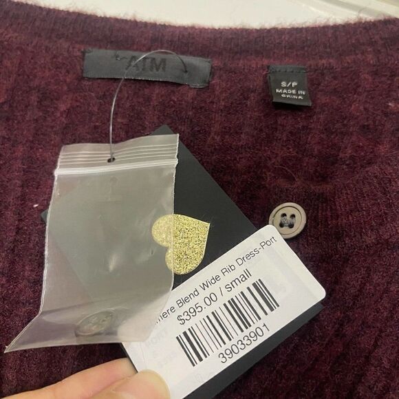 NEW! ATM Cashmere blend long sleeve wide rib sweater dress dark red small $395 - Picture 7 of 7